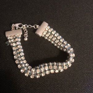 4-sale Crocheted Crystal & Metal Bead Bracelet- 634 $15 or $12 w/offer